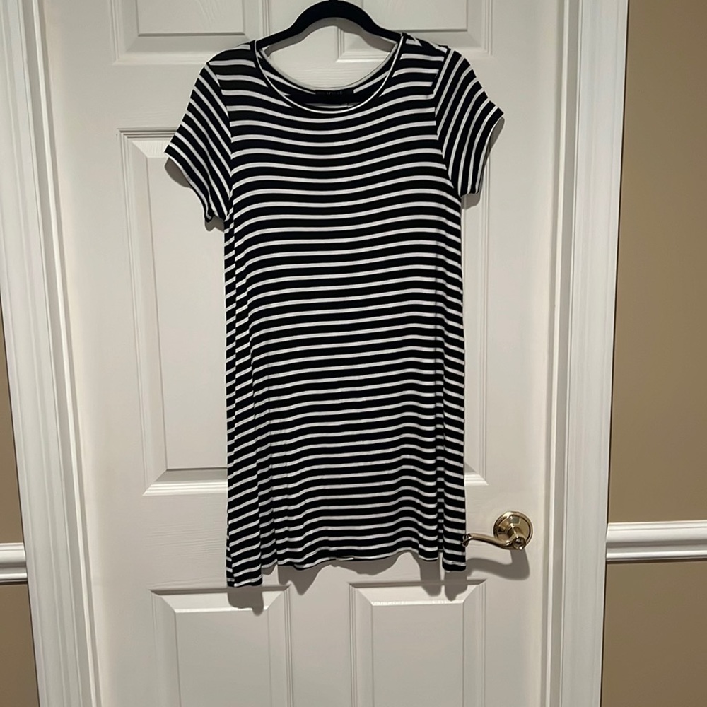 T shirt dress with stripes and button back